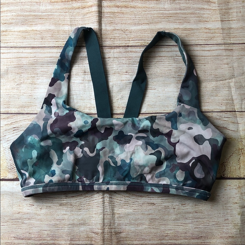 SPANX Aqua & Olive Camo Sports Bra